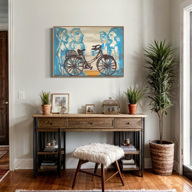 Ekaterina Ominina Art Print on the wall of the cosy home office room 