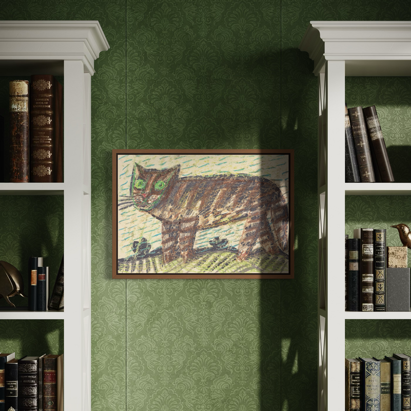Cat Art Print on the wall of the office room