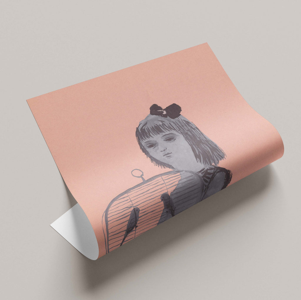 A girl with Two Birds