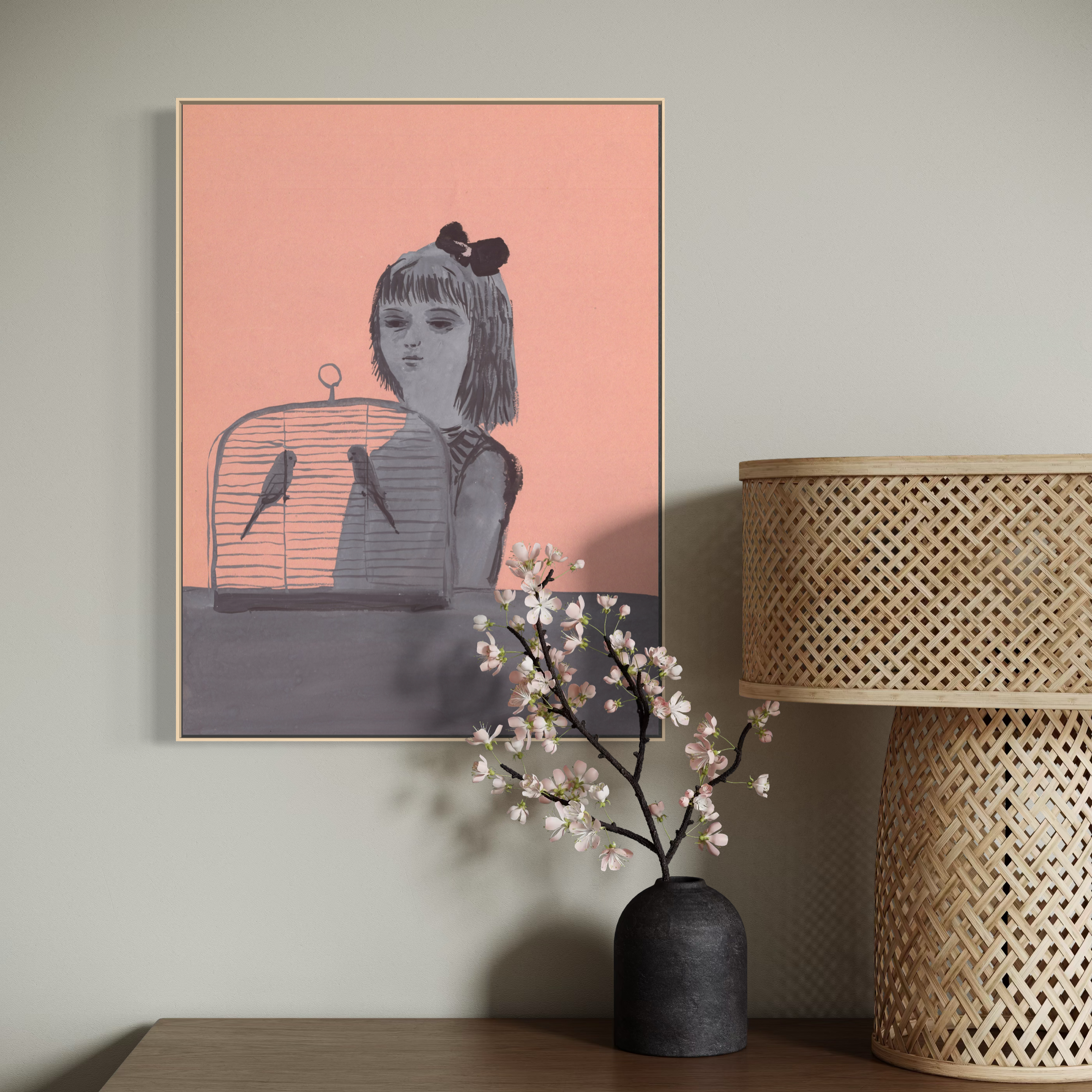 A girl with Two Birds