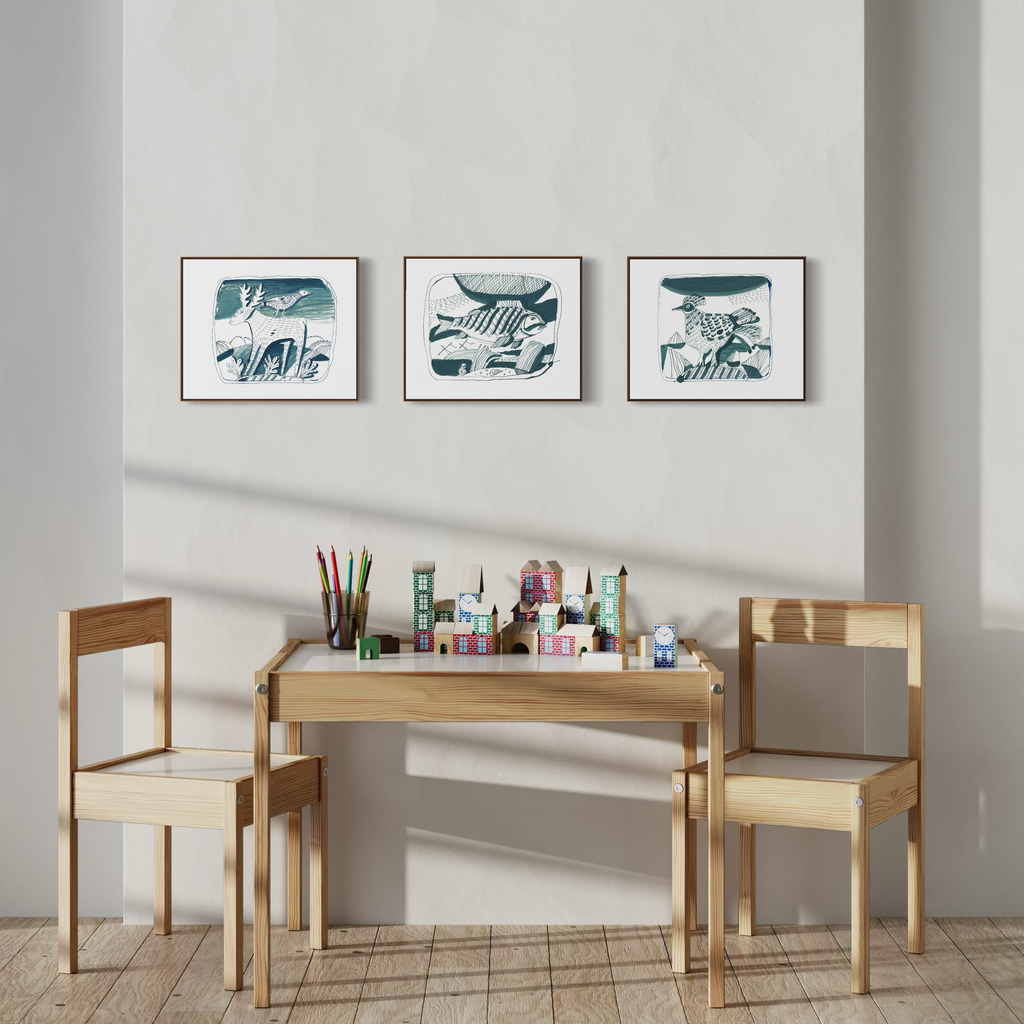 Blue Nursery Bundle | Three Themed Art Prints