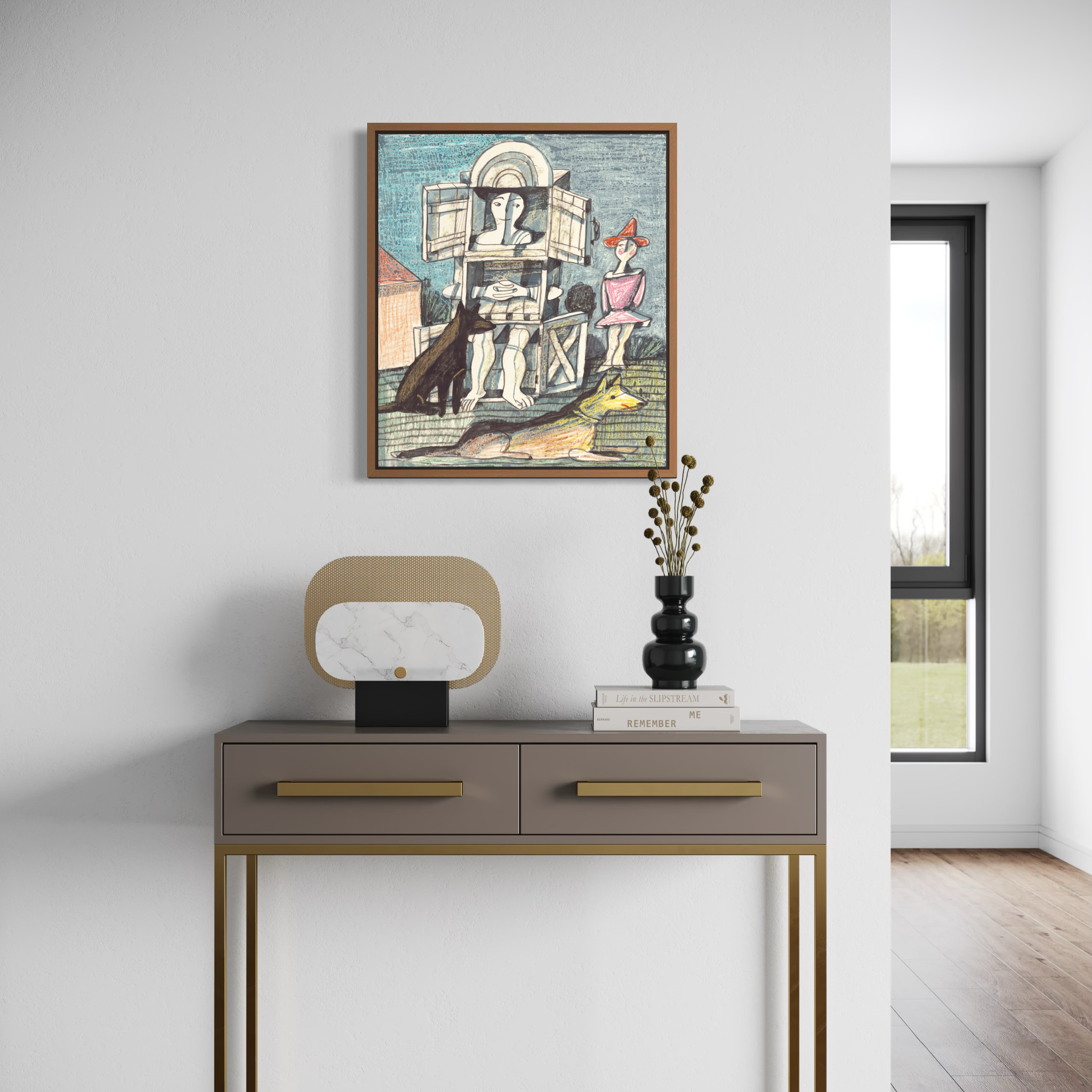Cupboard Man with Dogs