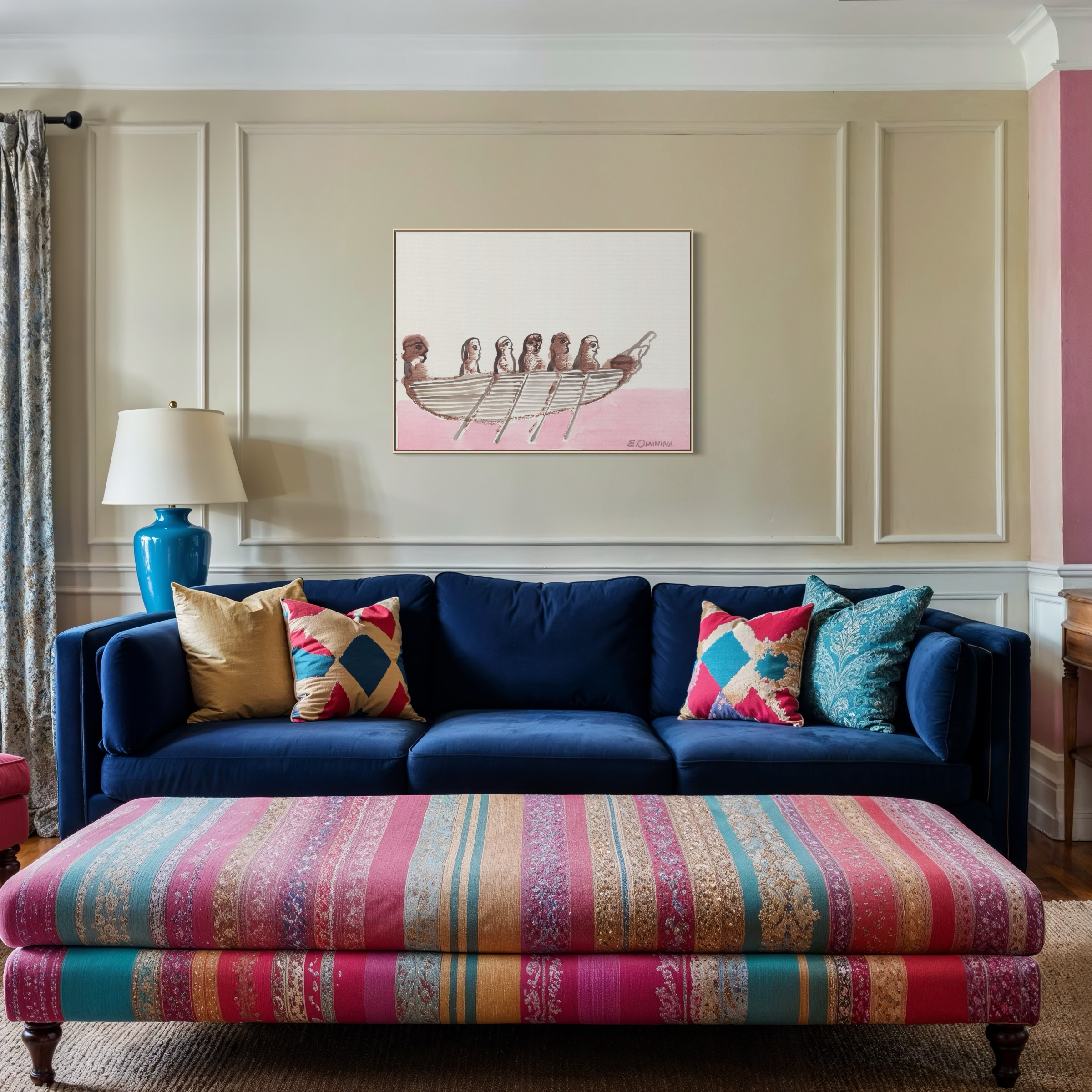 Rowing Boat in Pink Sea