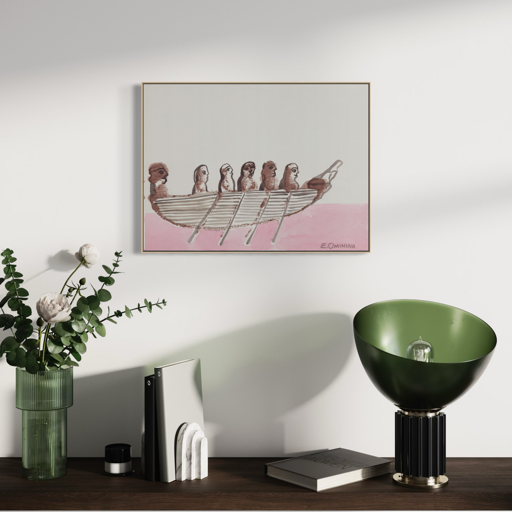 Rowing Boat in Pink Sea