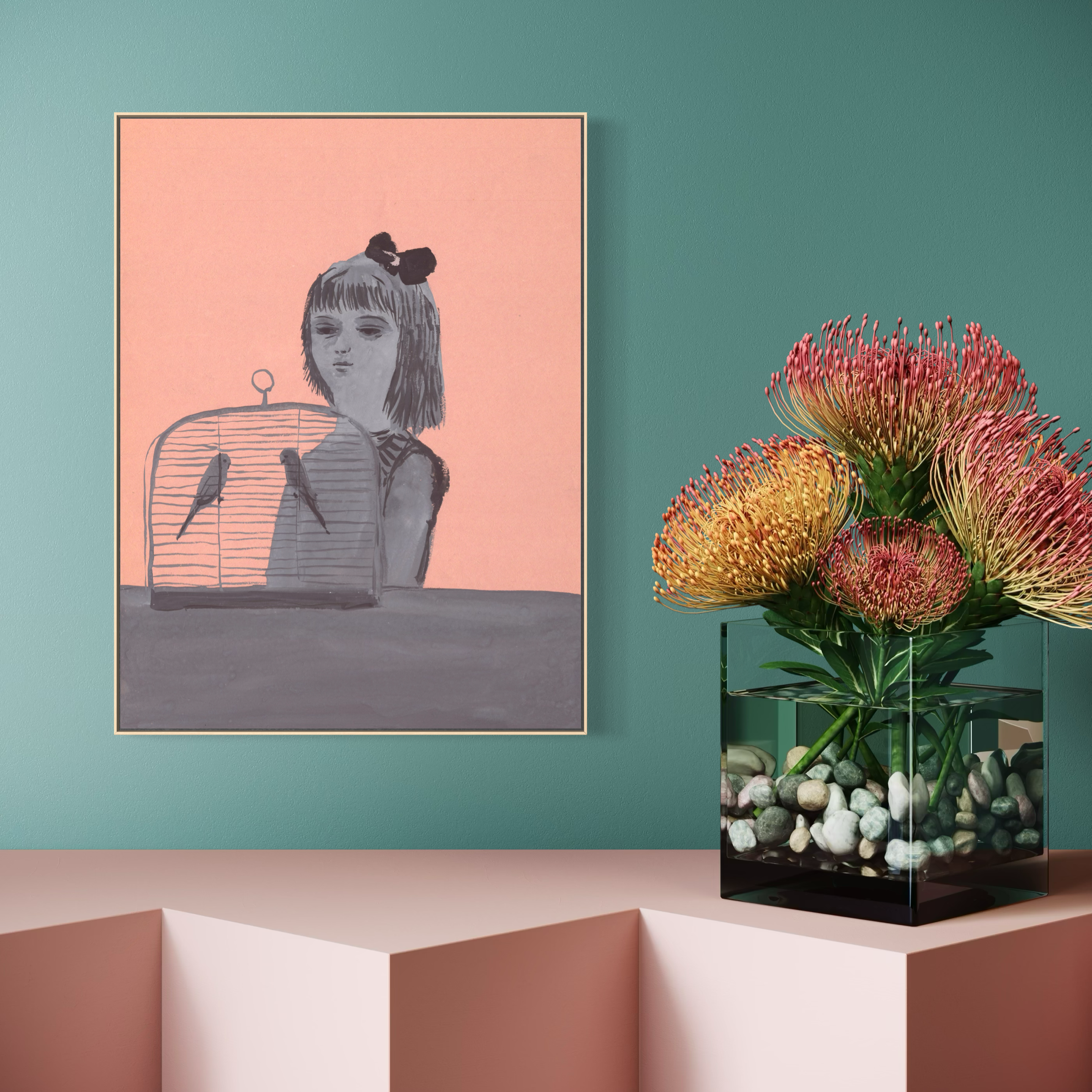 A girl with Two Birds