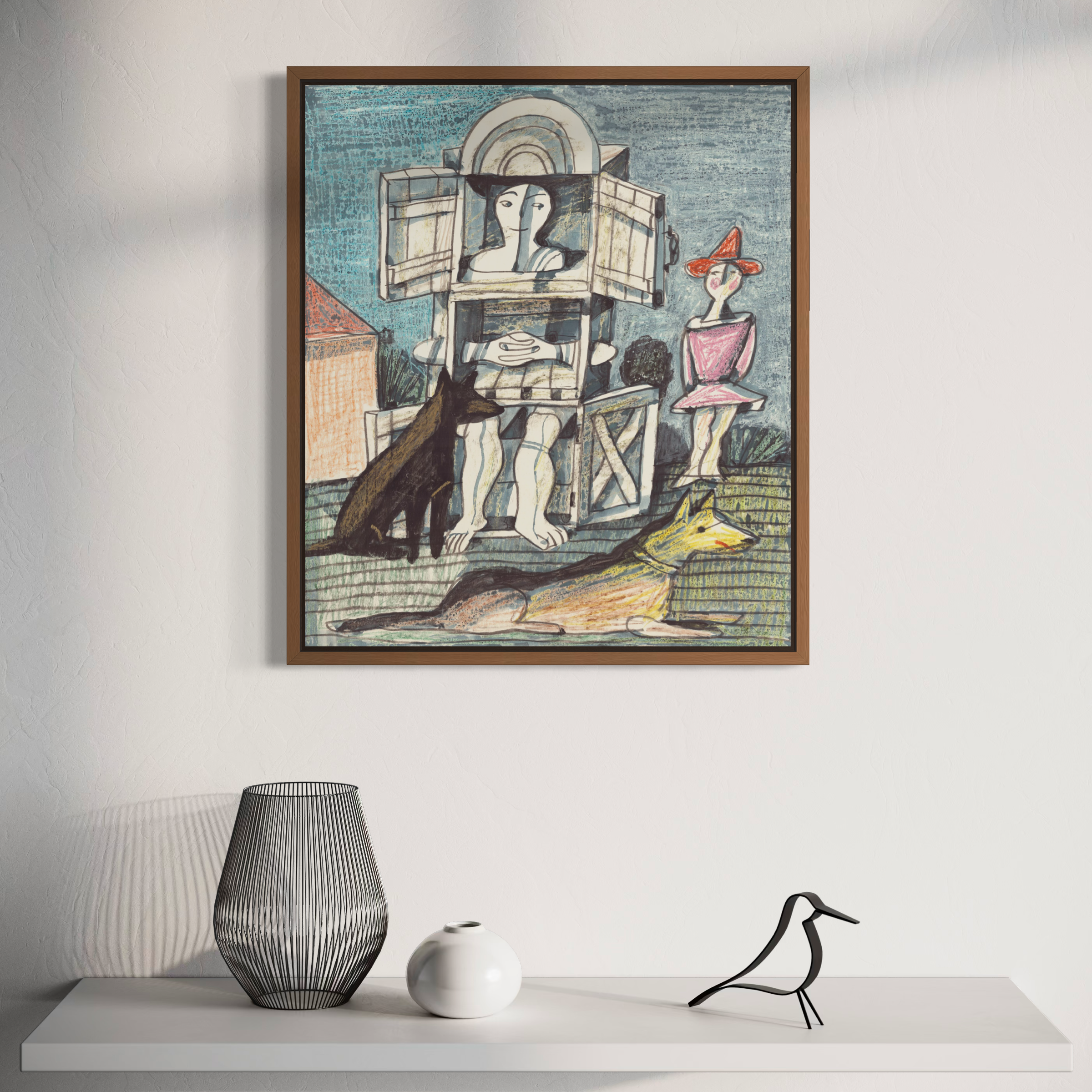 Cupboard Man with Dogs