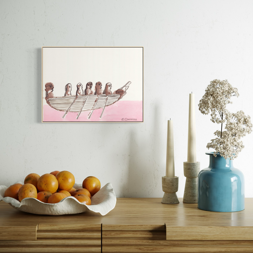 Rowing Boat in Pink Sea