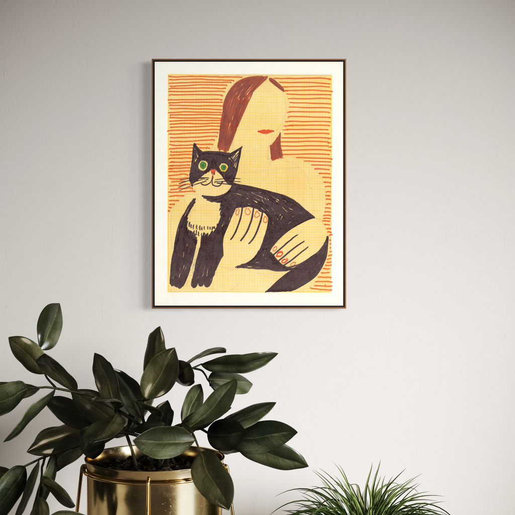 Lady With a Black and White Cat