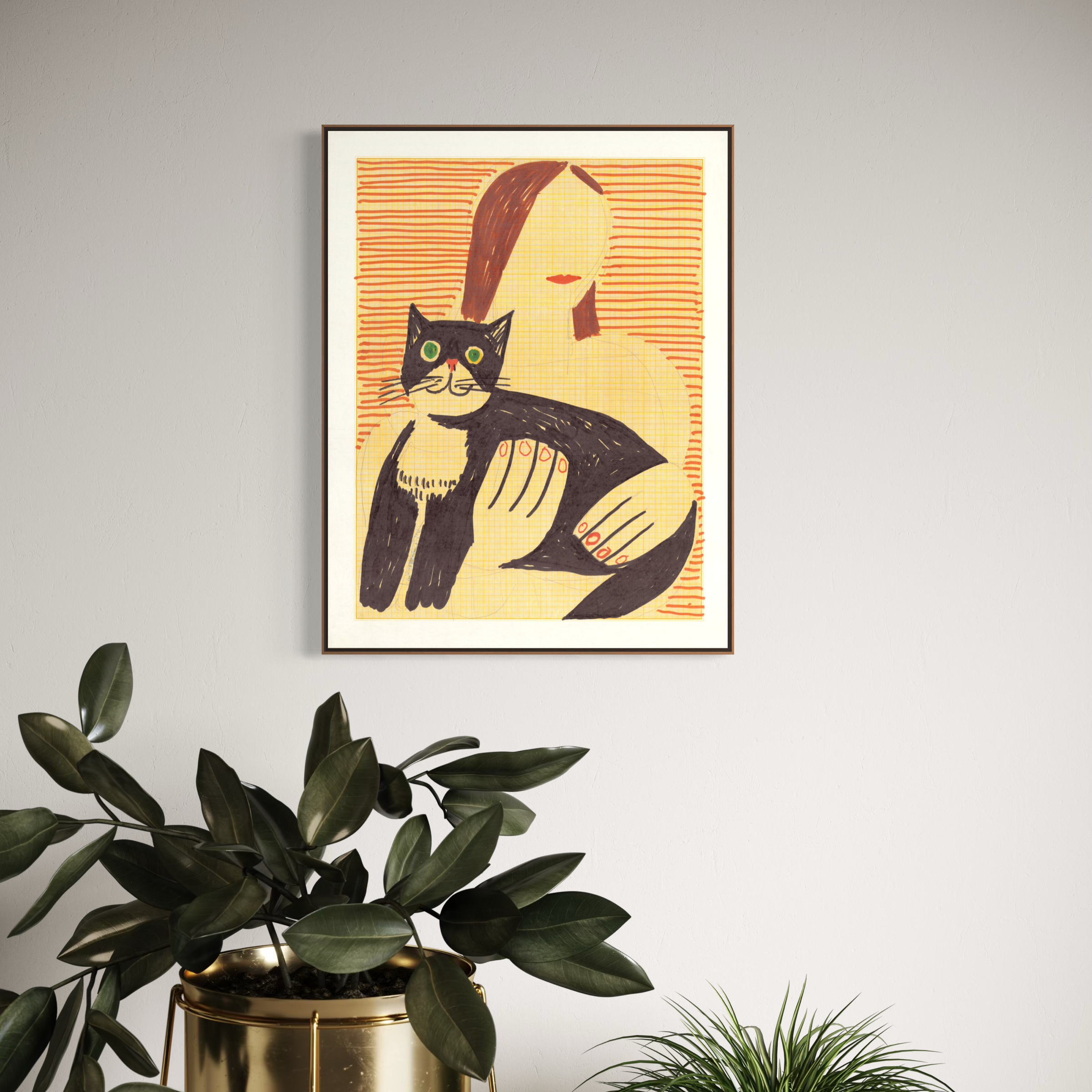 Lady With a Black and White Cat