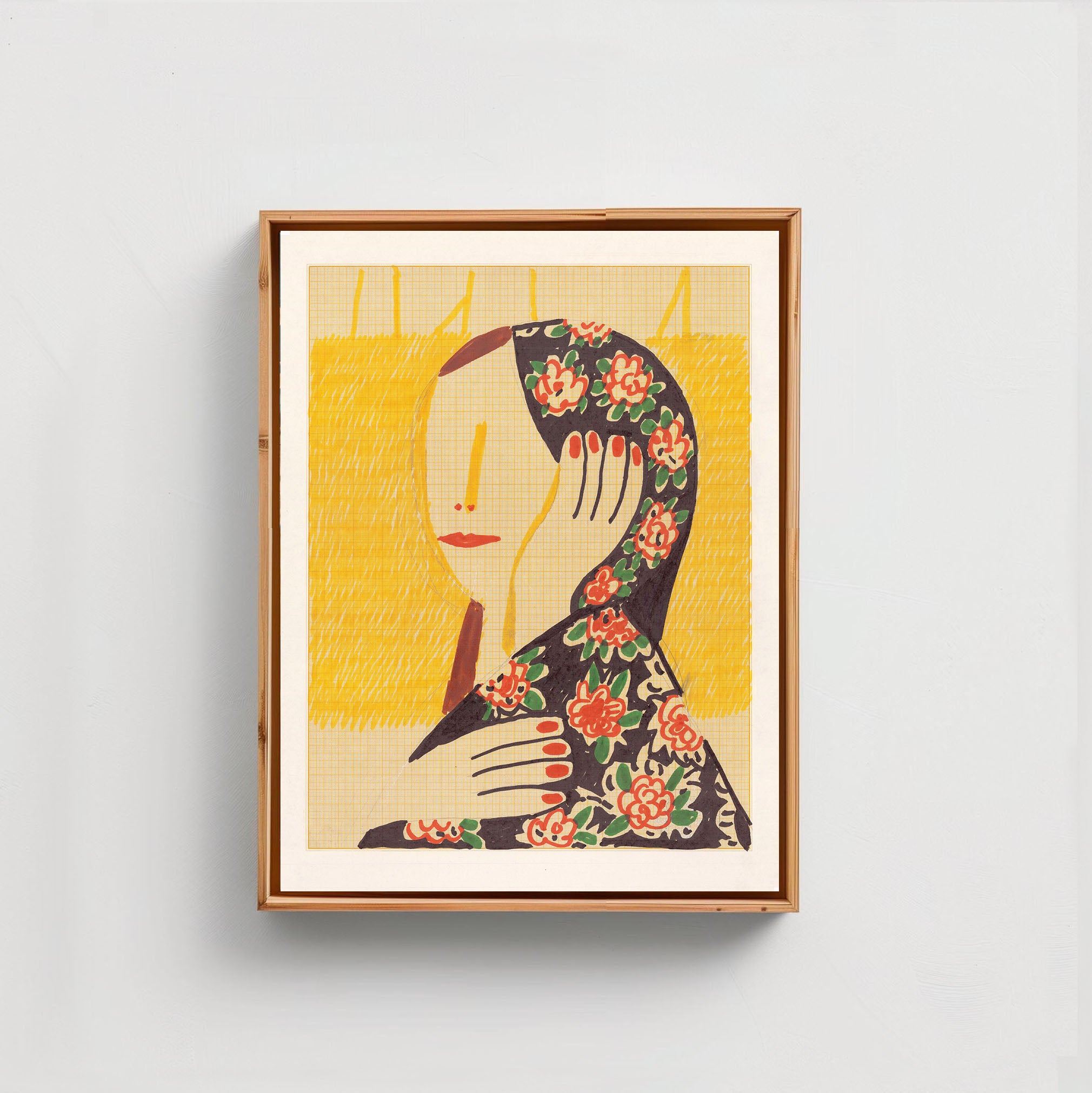 Woman in Floral Headscarf